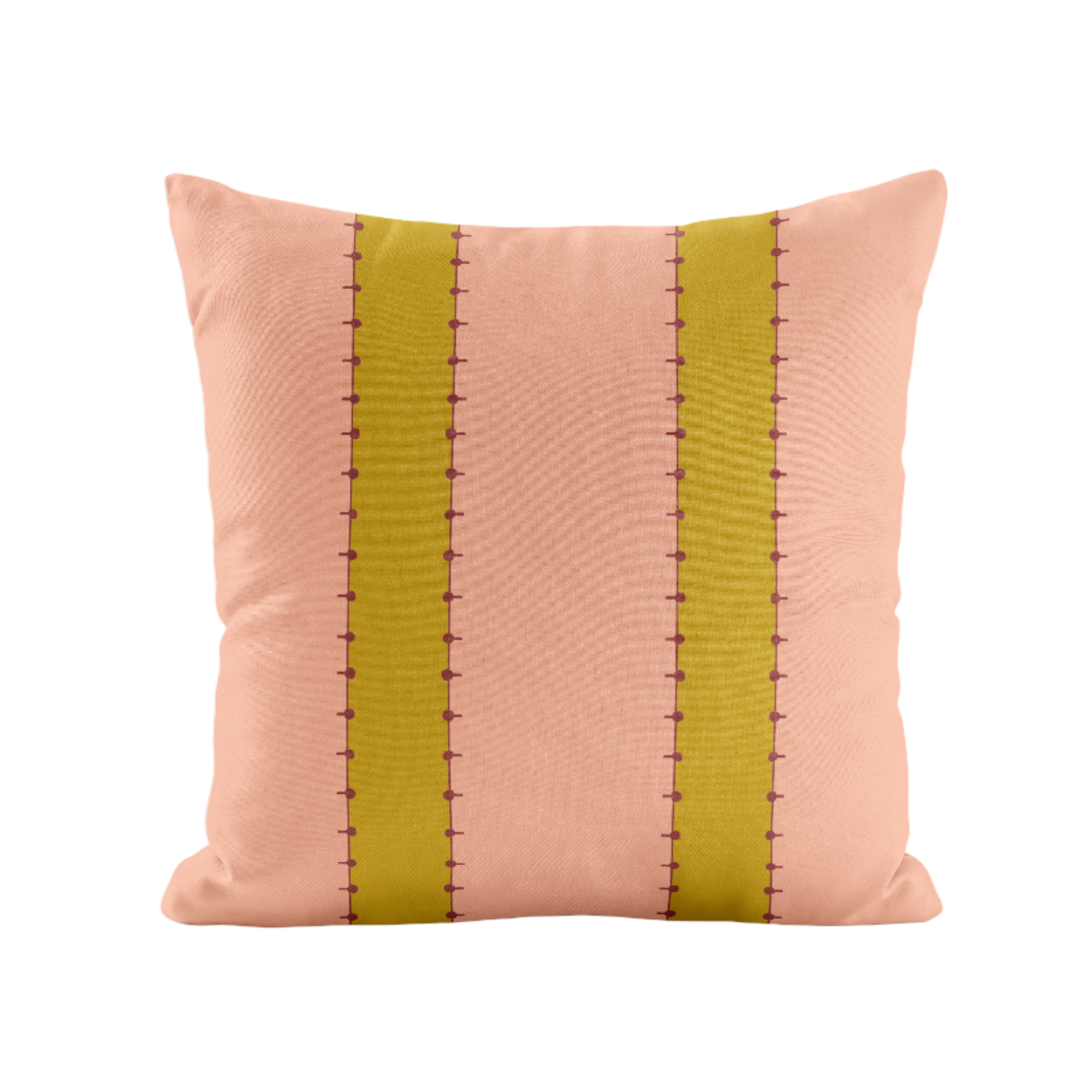 Decorative pillow with peach and chartreuse stripes