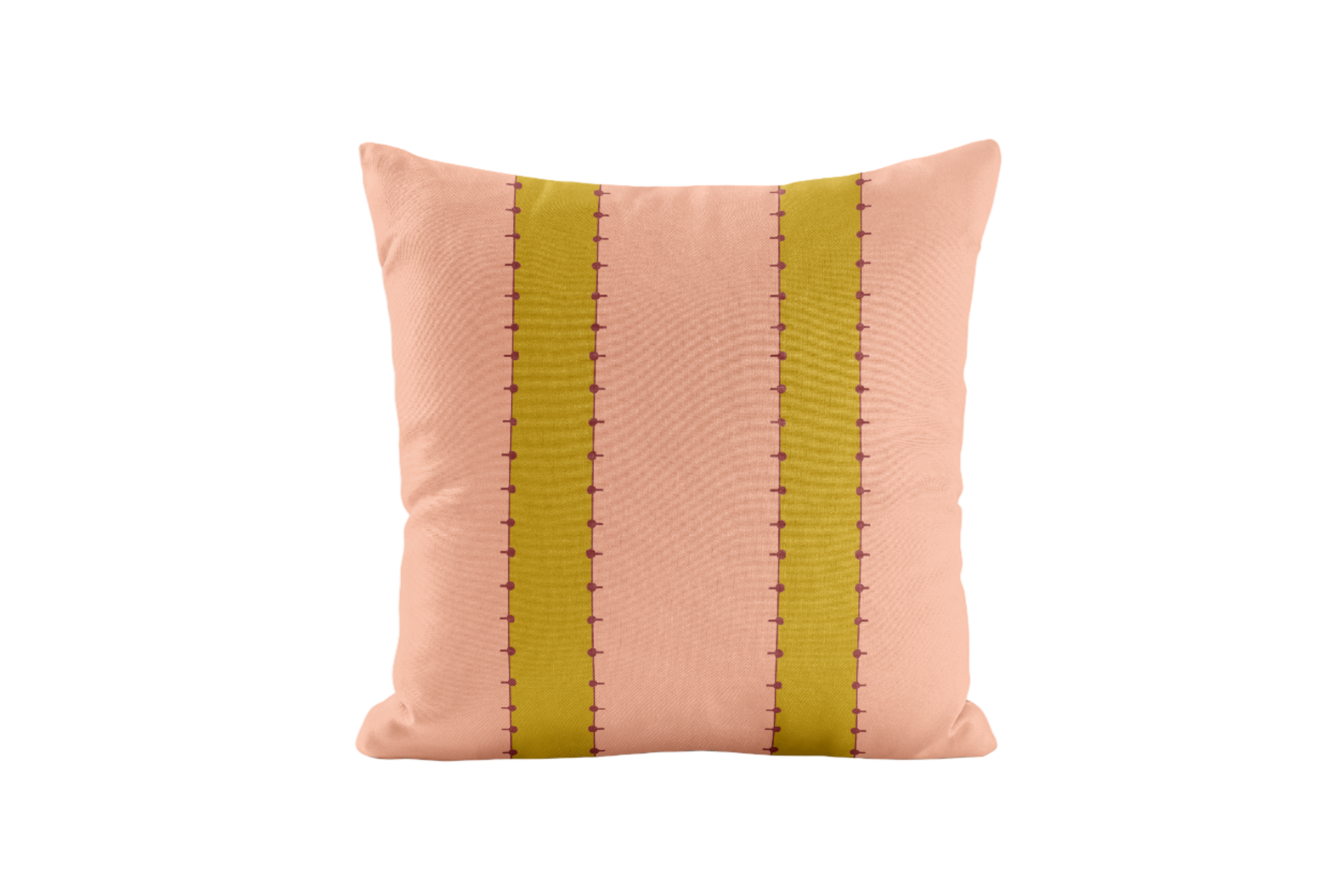 Decorative pillow with peach and chartreuse stripes