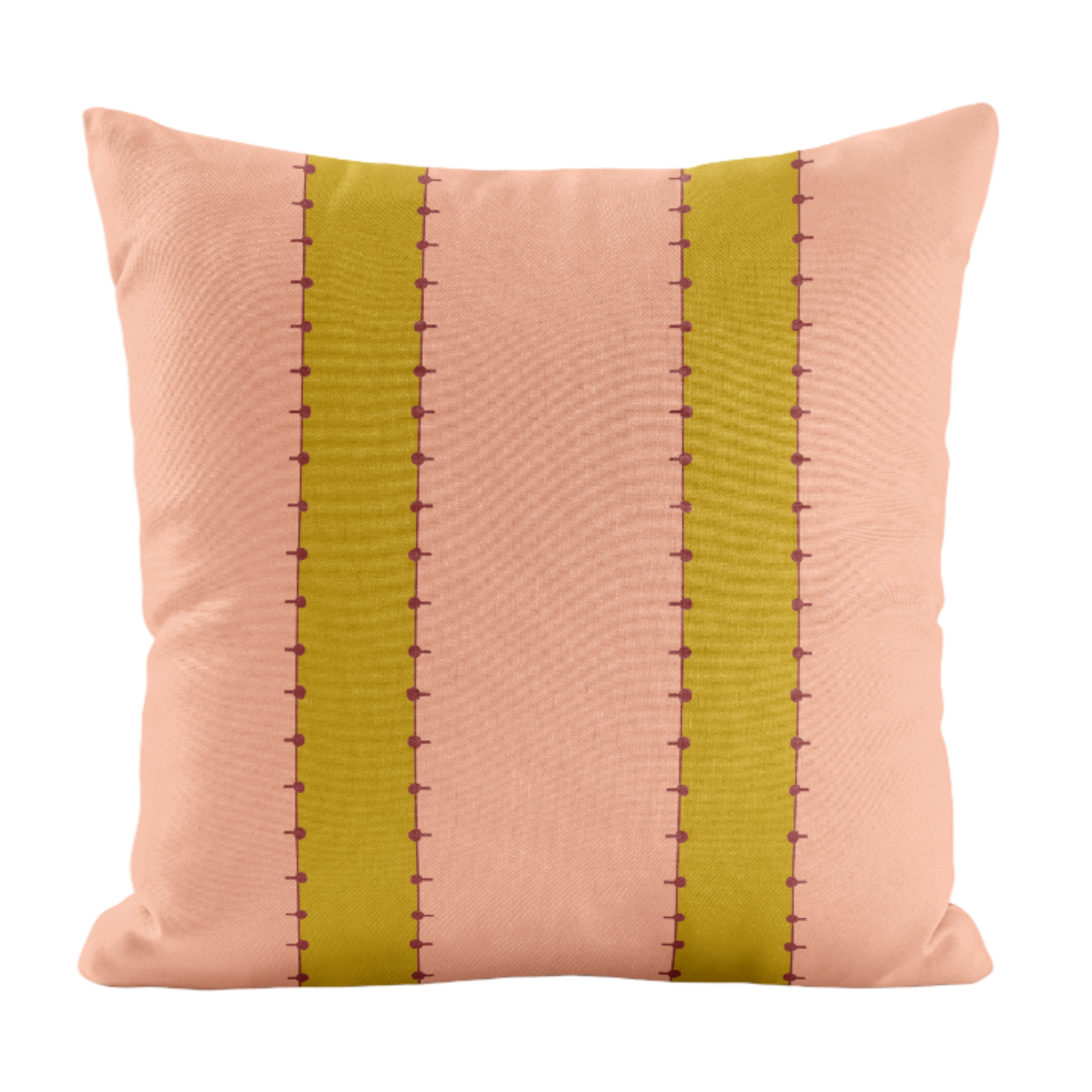 Decorative pillow with peach and chartreuse stripes