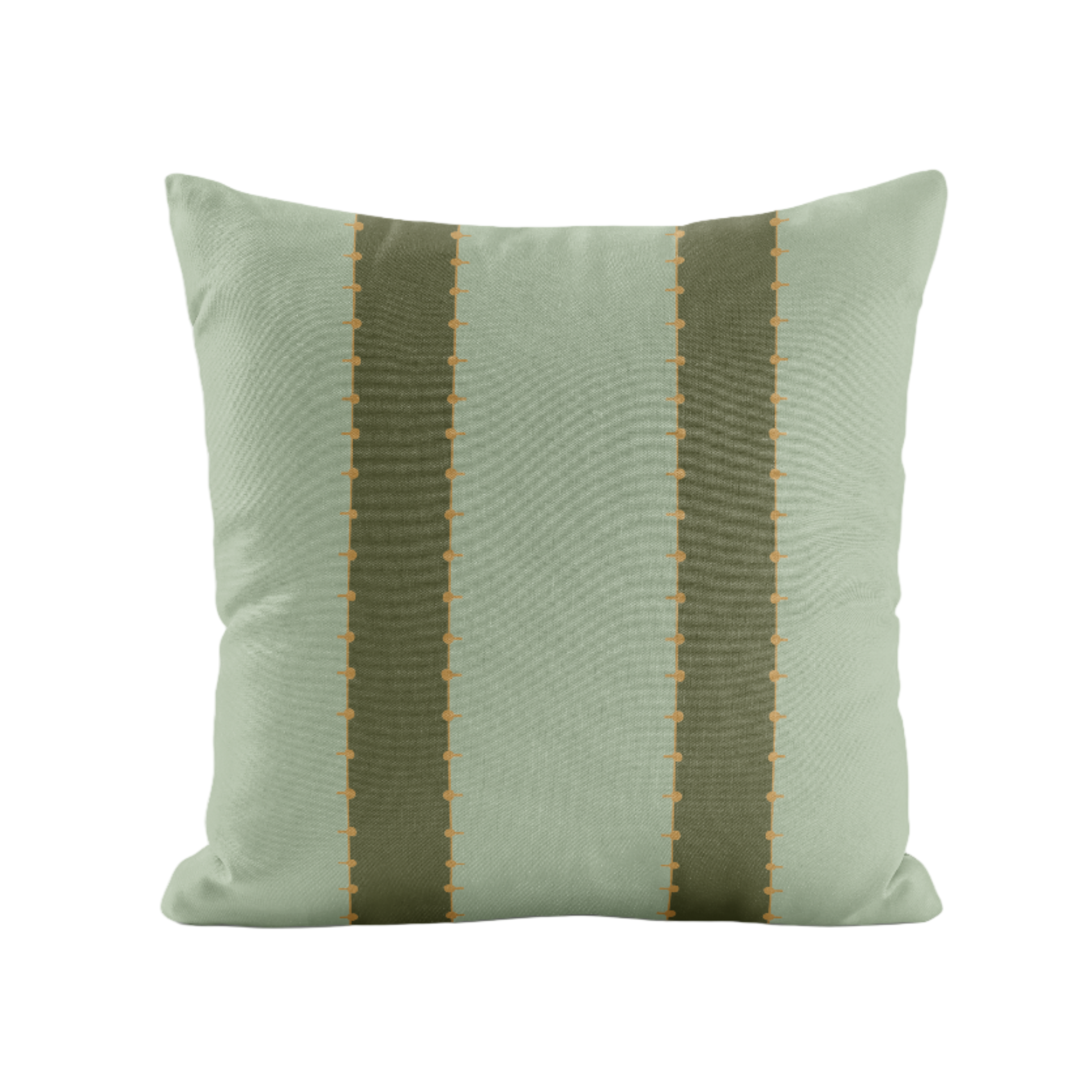 Green striped pillow on a white background