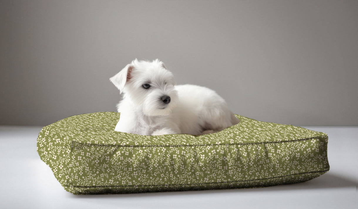 green floral dog bed