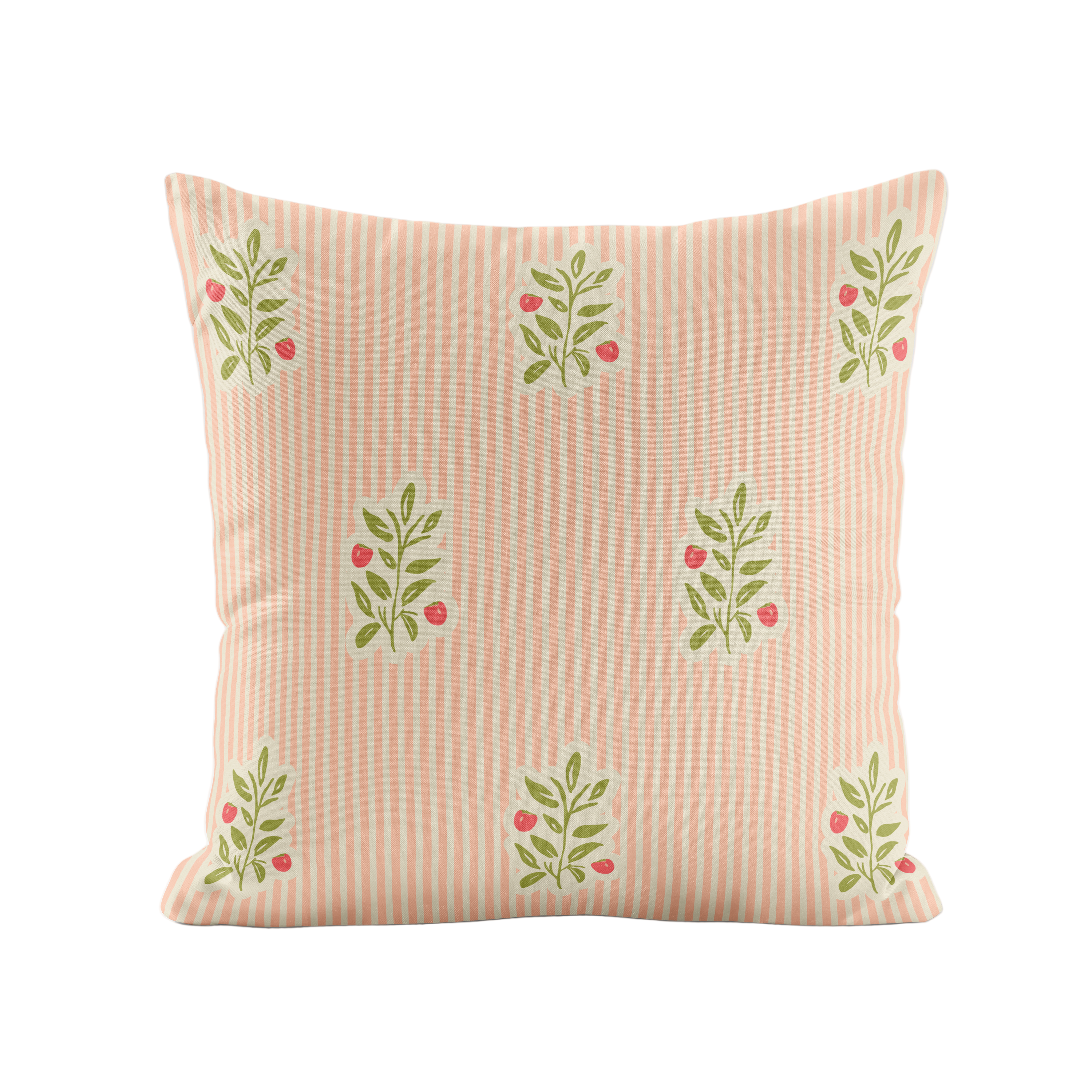 Peach striped pillow with persimmons
