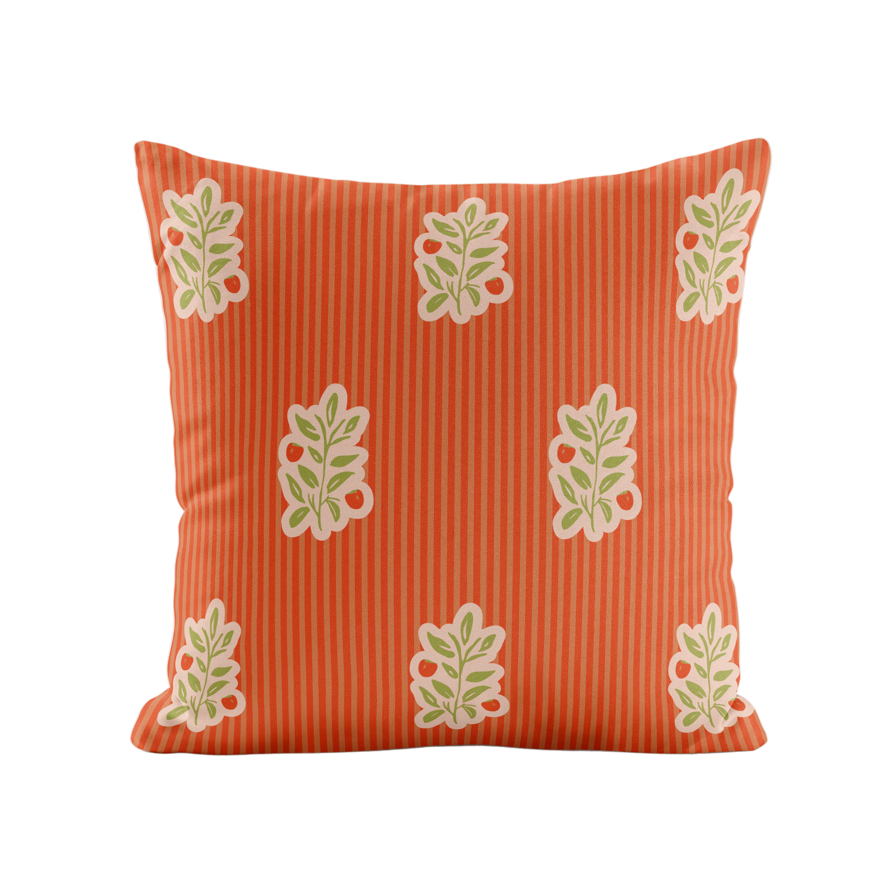 Decorative pillow orange stripes and persimmons