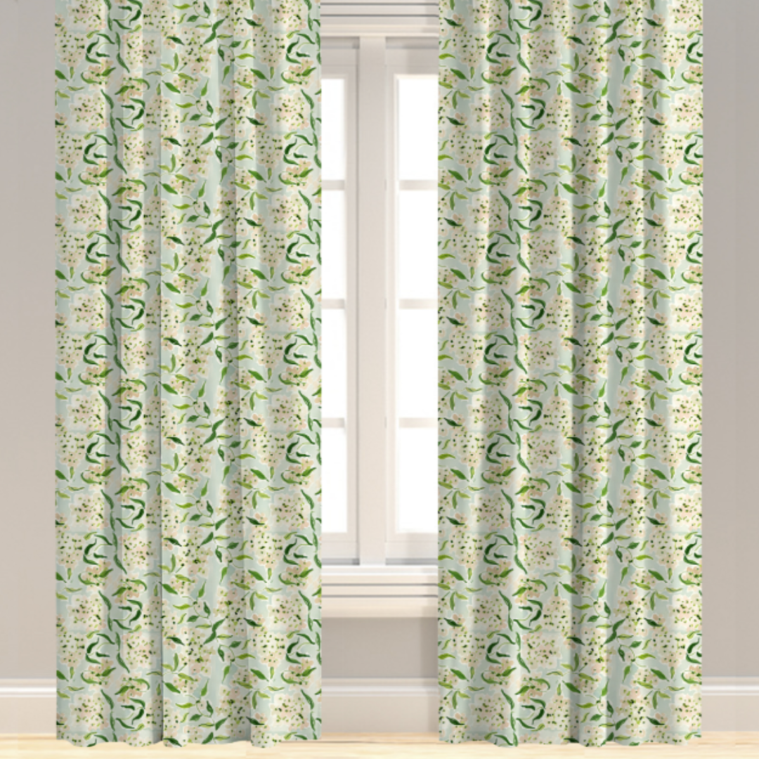 Green floral drapery by evelyn henson