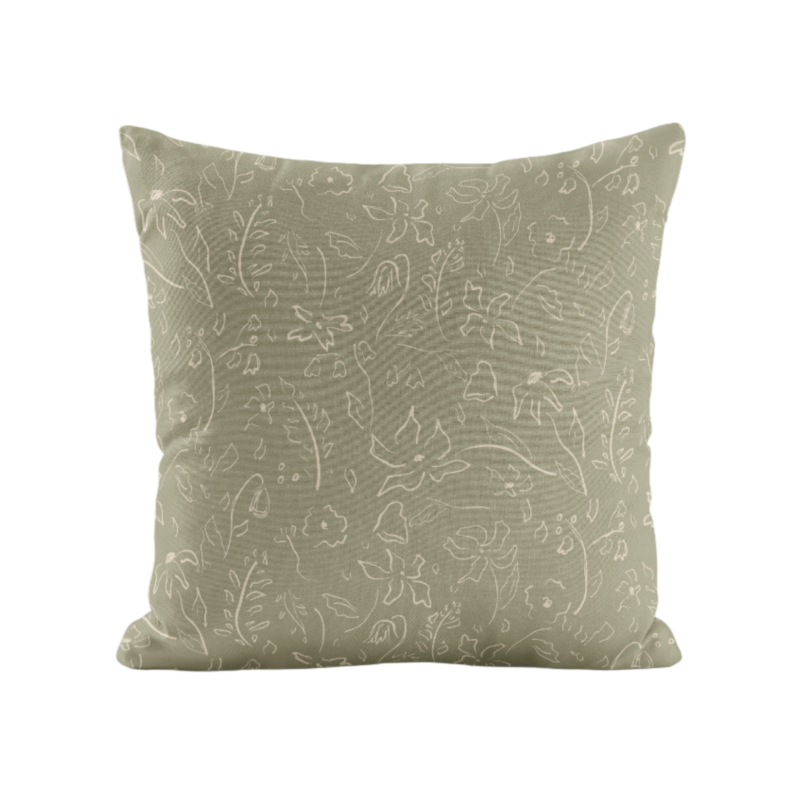 whimsical, floral pillow cover in green