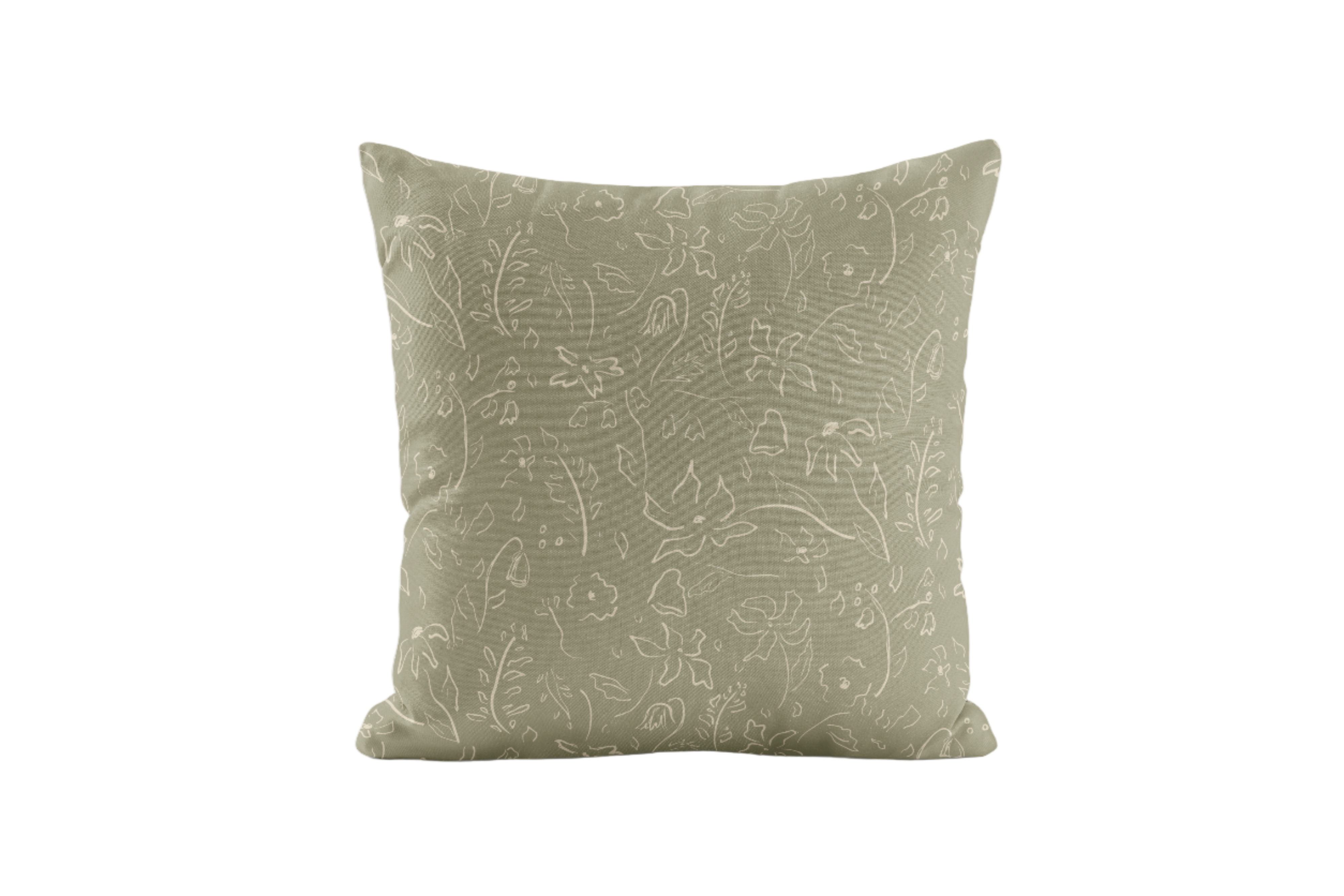 whimsical, floral pillow cover in green