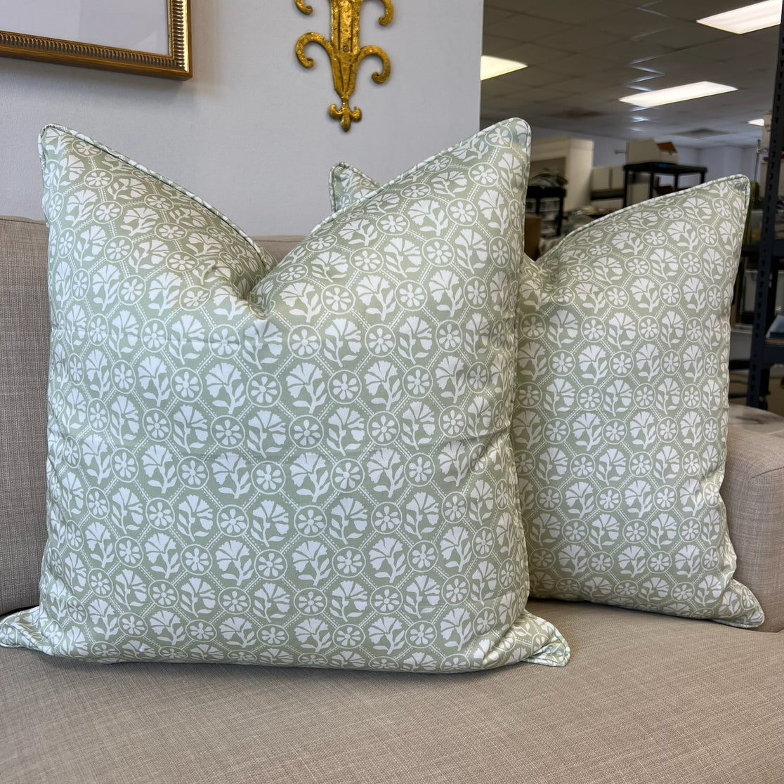 Sophie Pillow Cover in Celadon Reverse-WWH2