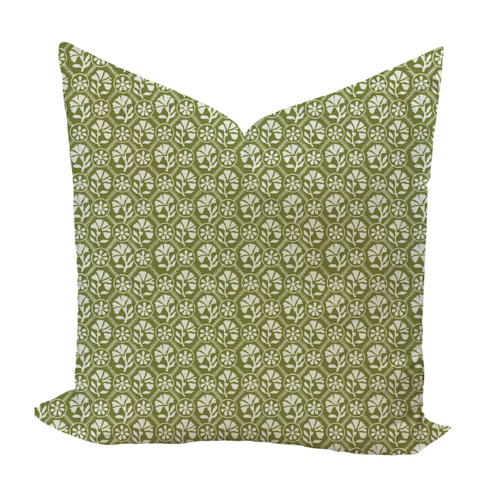Sophie Pillow Cover in Olive Reverse-WWH