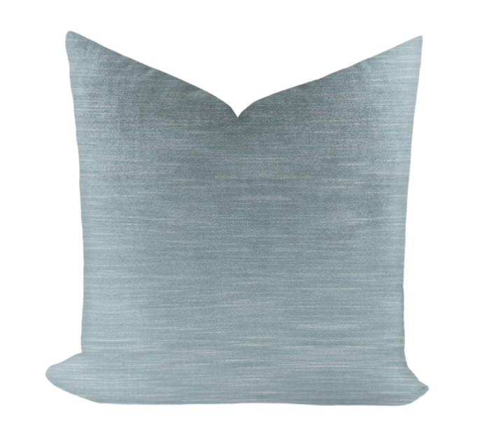 Wheaton Whaley Home Strie Velvet in Sky Pillow Cover