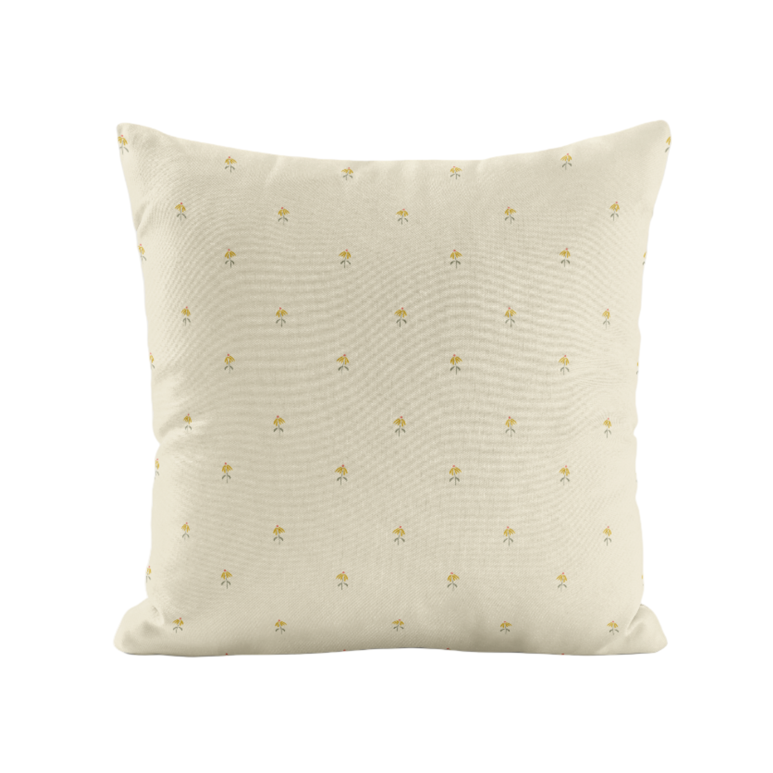 Delicate floral patterned pillow in ivory and green