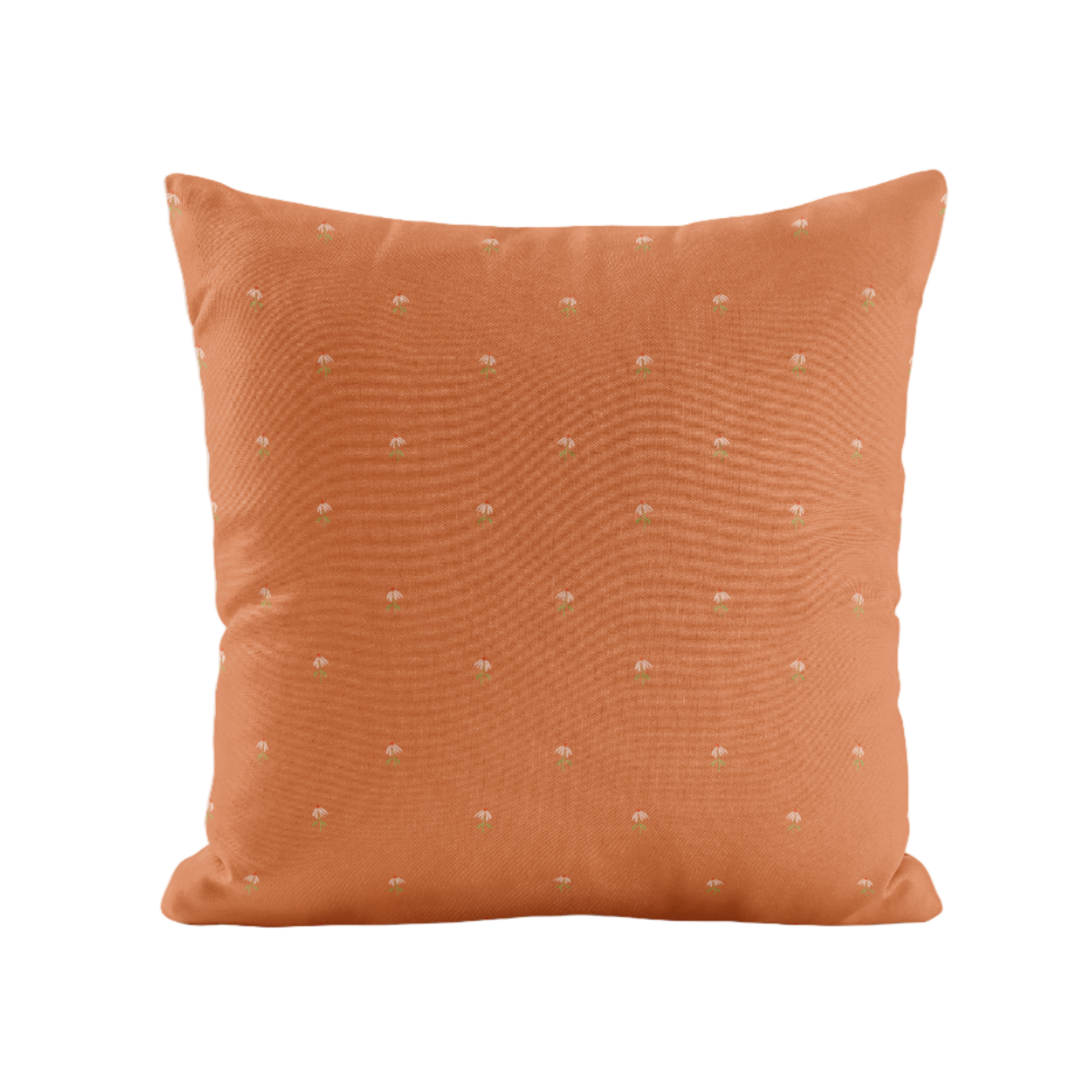 Delicate floral patterned pillow cover in orange