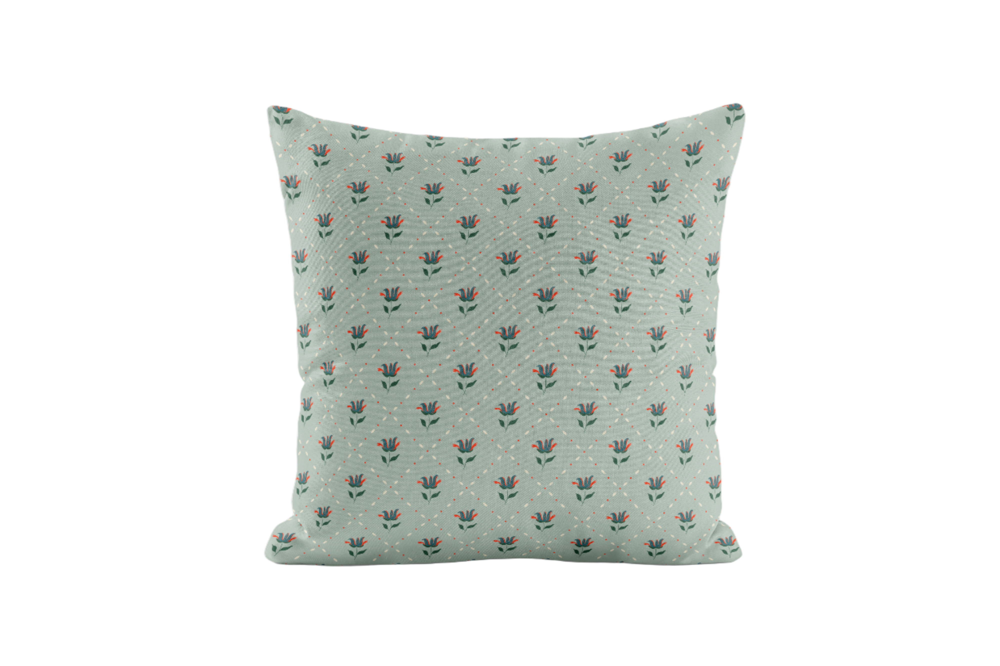 Pale blue trellis patterned pillow cover