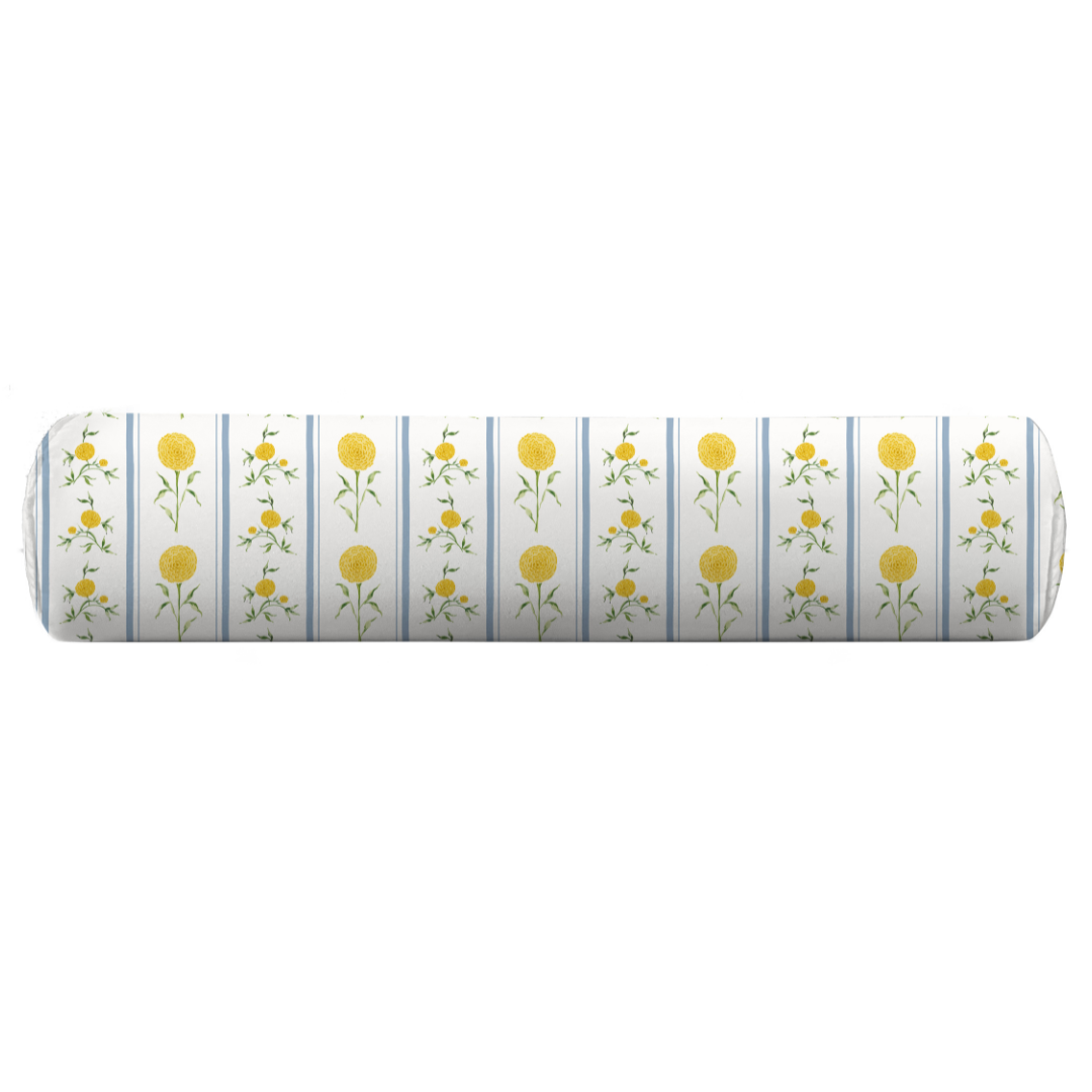 yellow floral stripe bolster