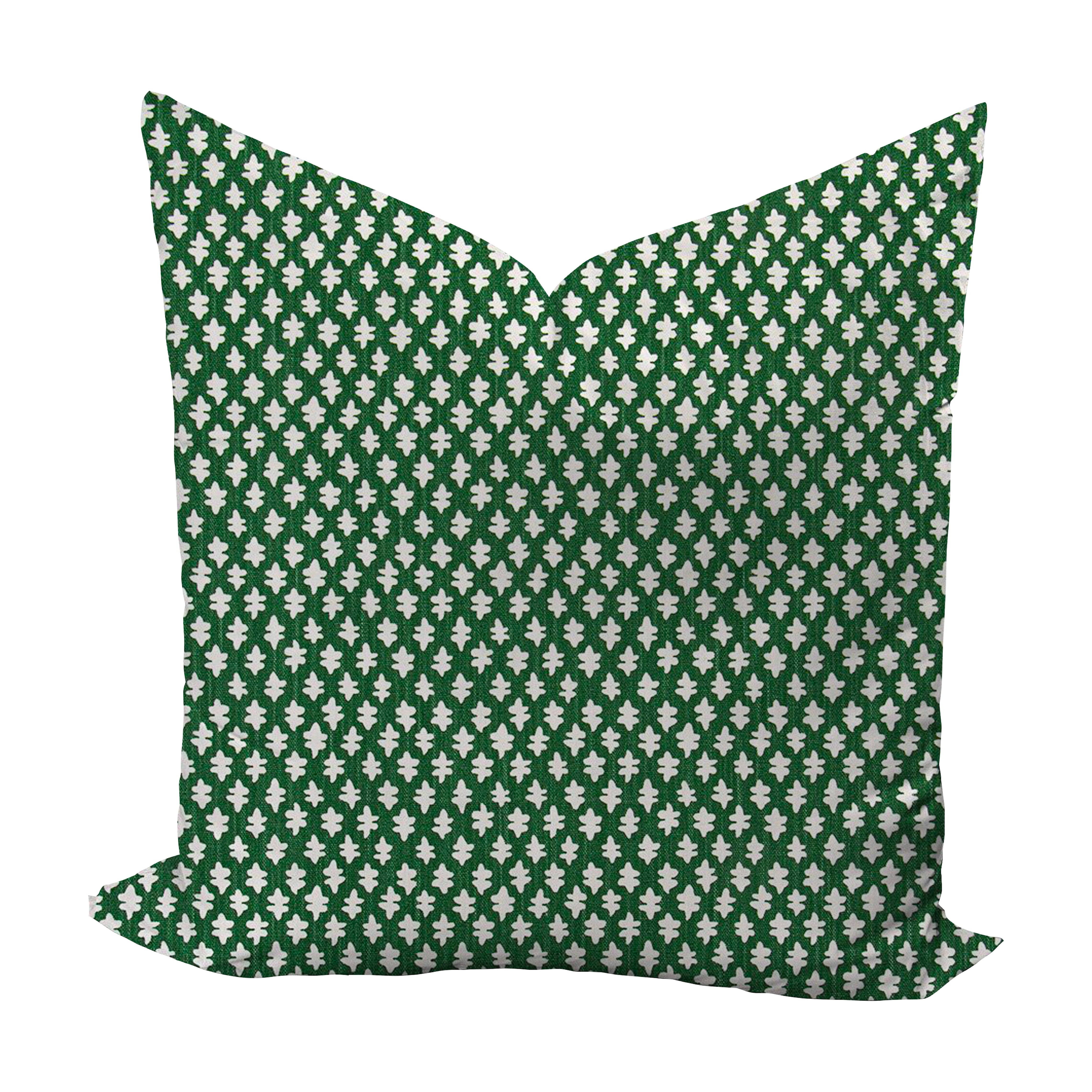 Block print pillow in green