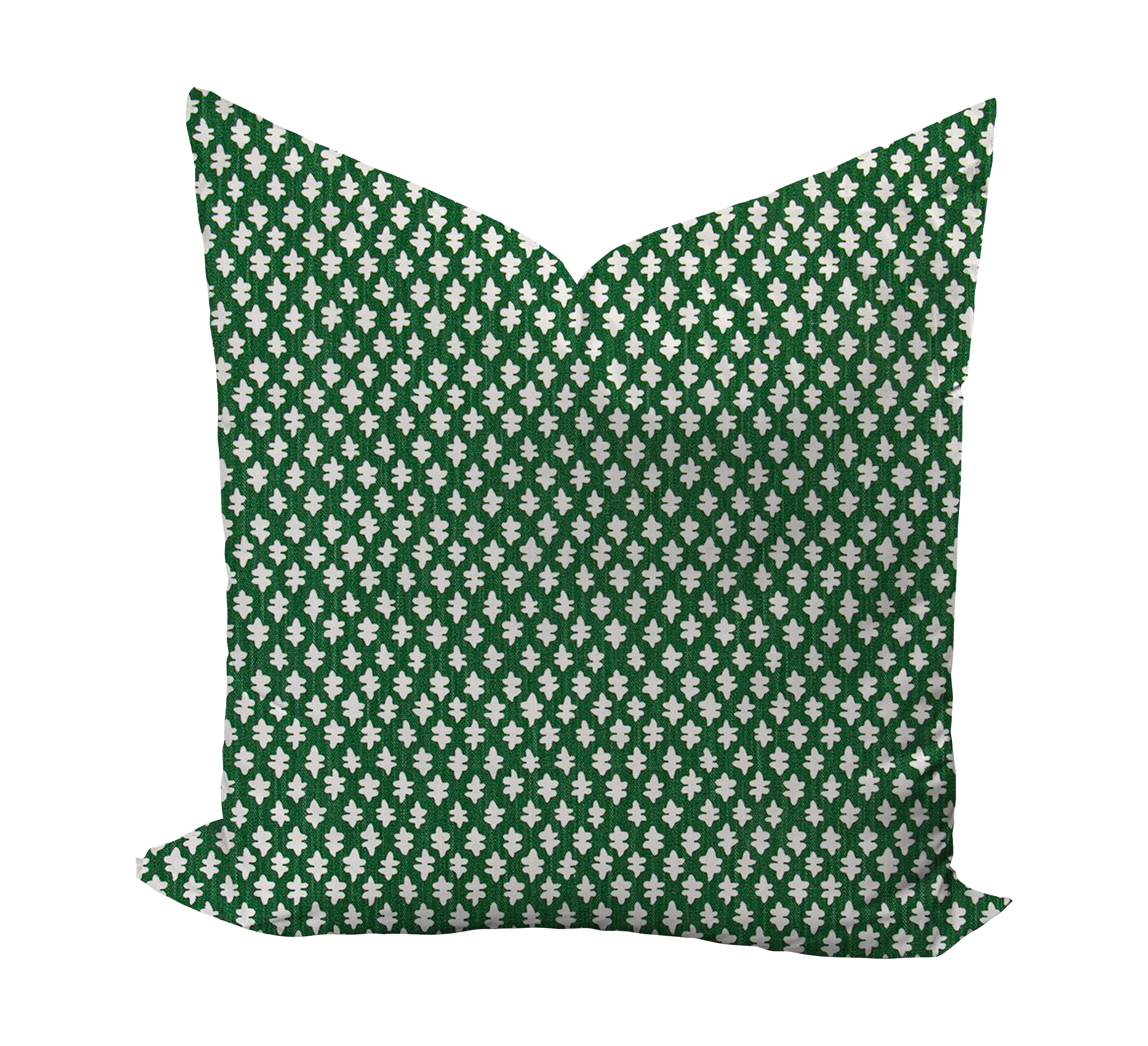 Block print pillow in green