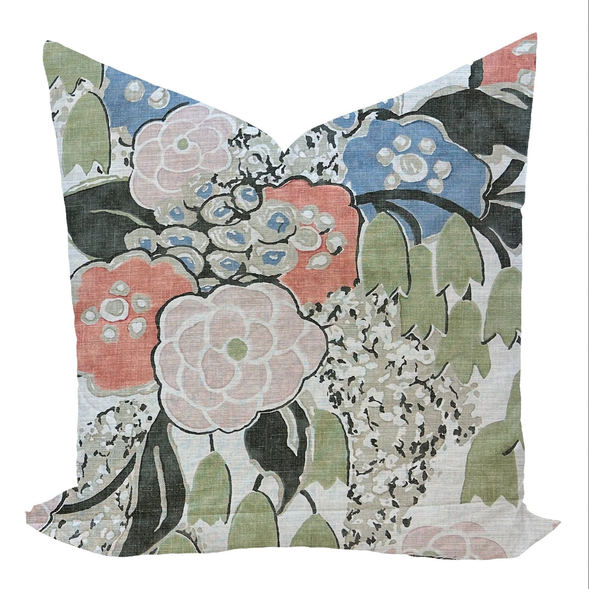 Floral patterned pillow on a white background