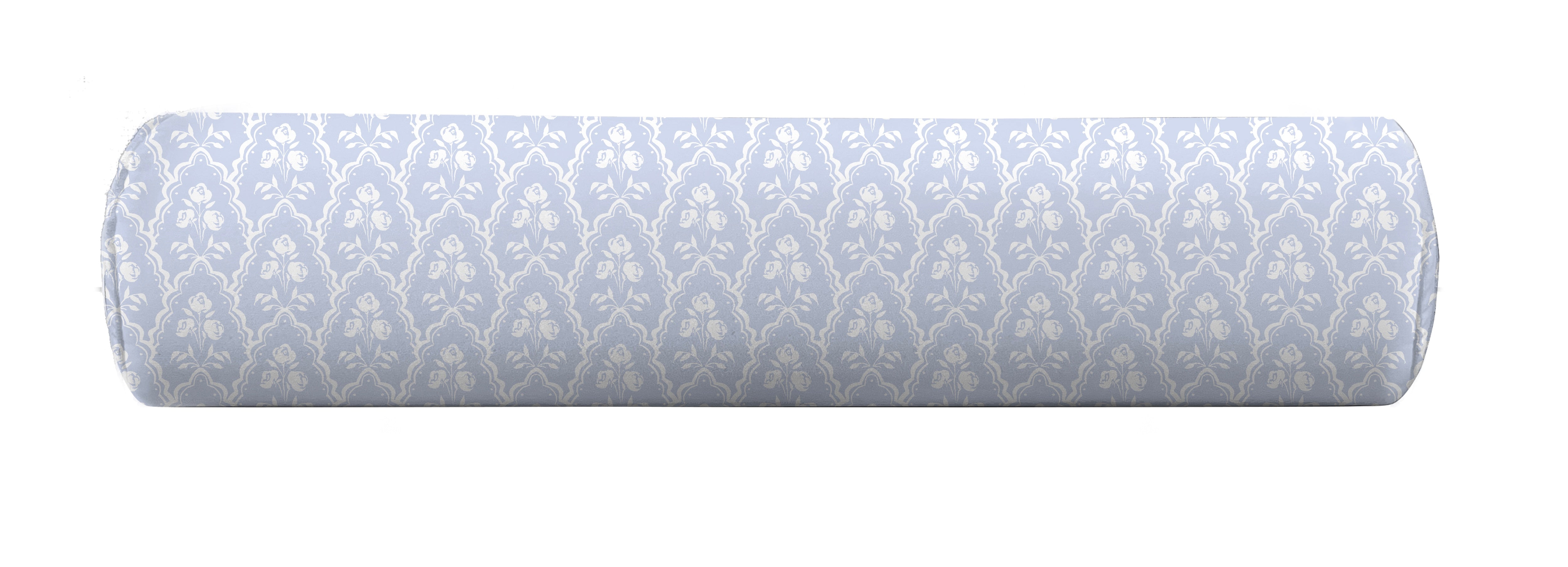 Floral bolster pillow cover in periwinkle