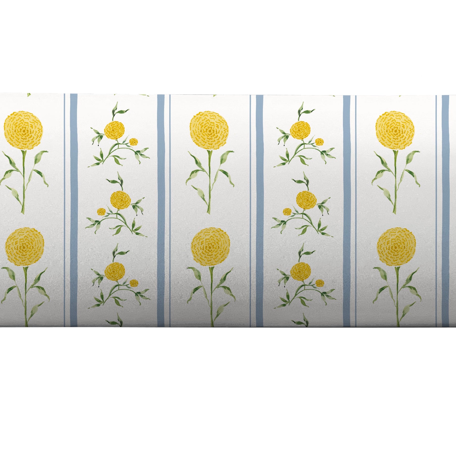 Bolster pillow cover featuring a blue and yellow floral pattern by Camilla Moss