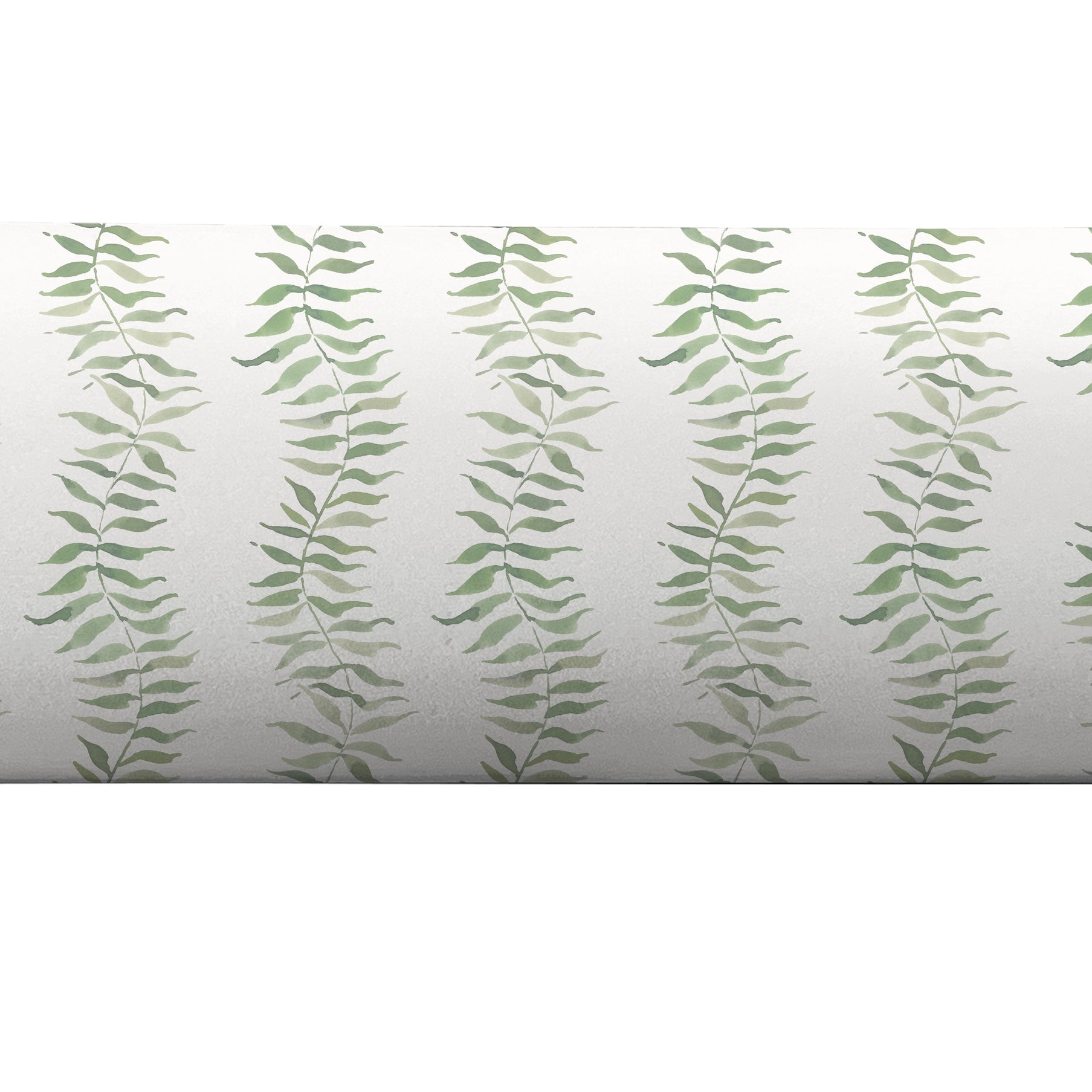 Bolster pillow cover in sage green leaf pattern by Camilla Moss