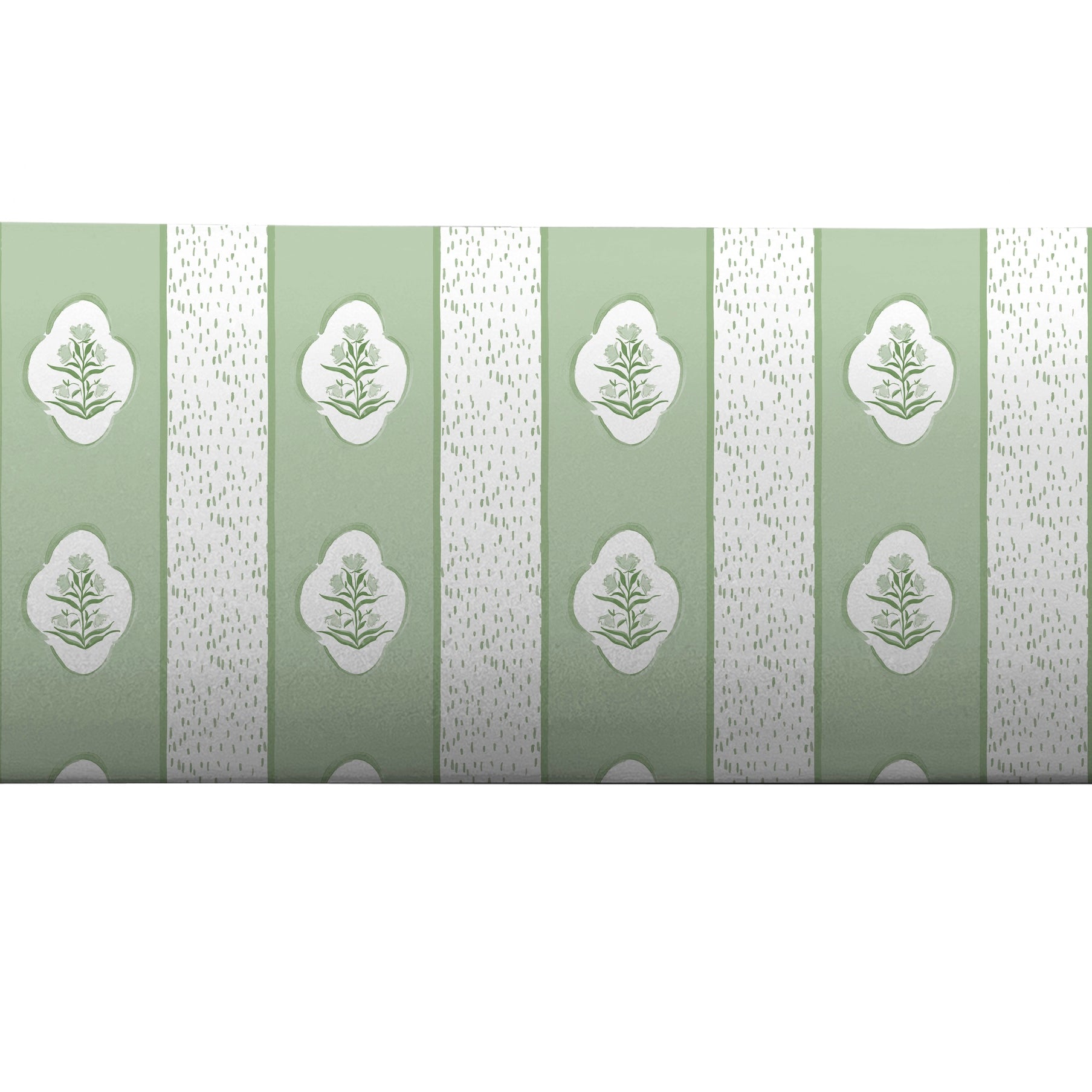 Bolster pillow cover in sage green floral pattern by Camilla Moss