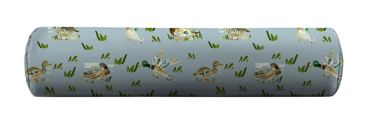 Mallard duck patterned bolster pillow cover by evelyn henson