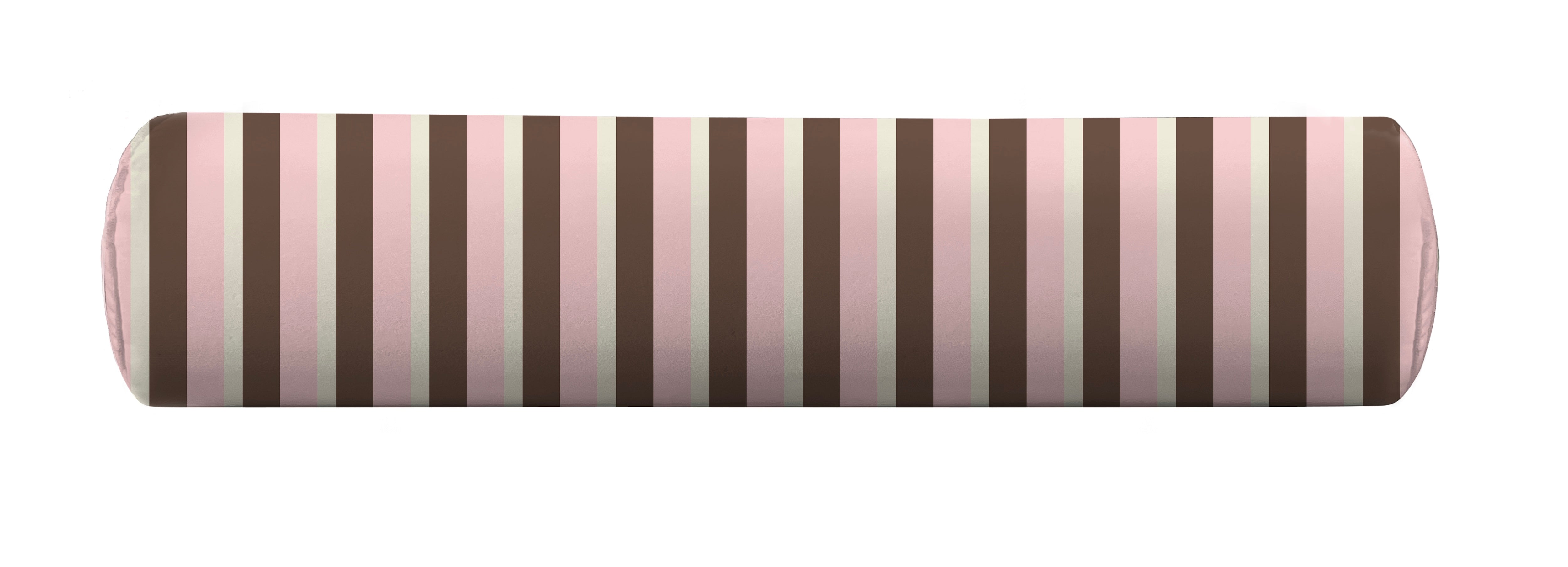 Pink and brown striped bolster pillow cover