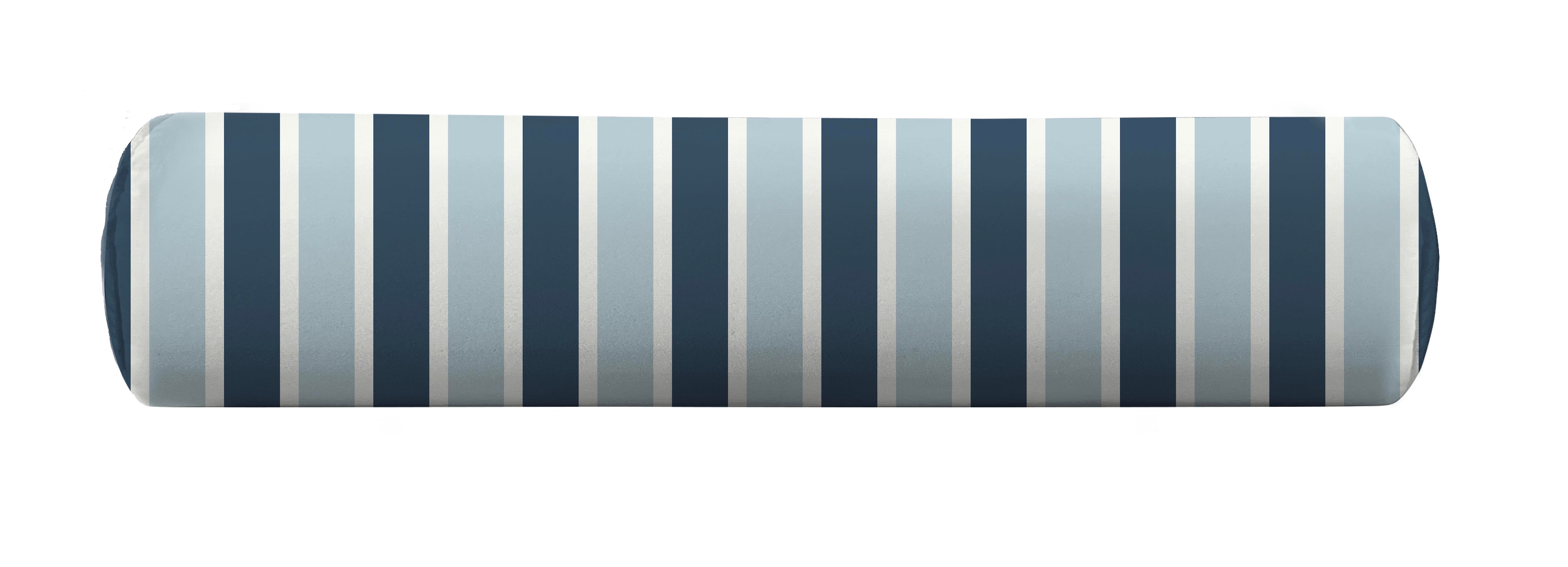 Navy blue and light blue striped bolster pillow cover
