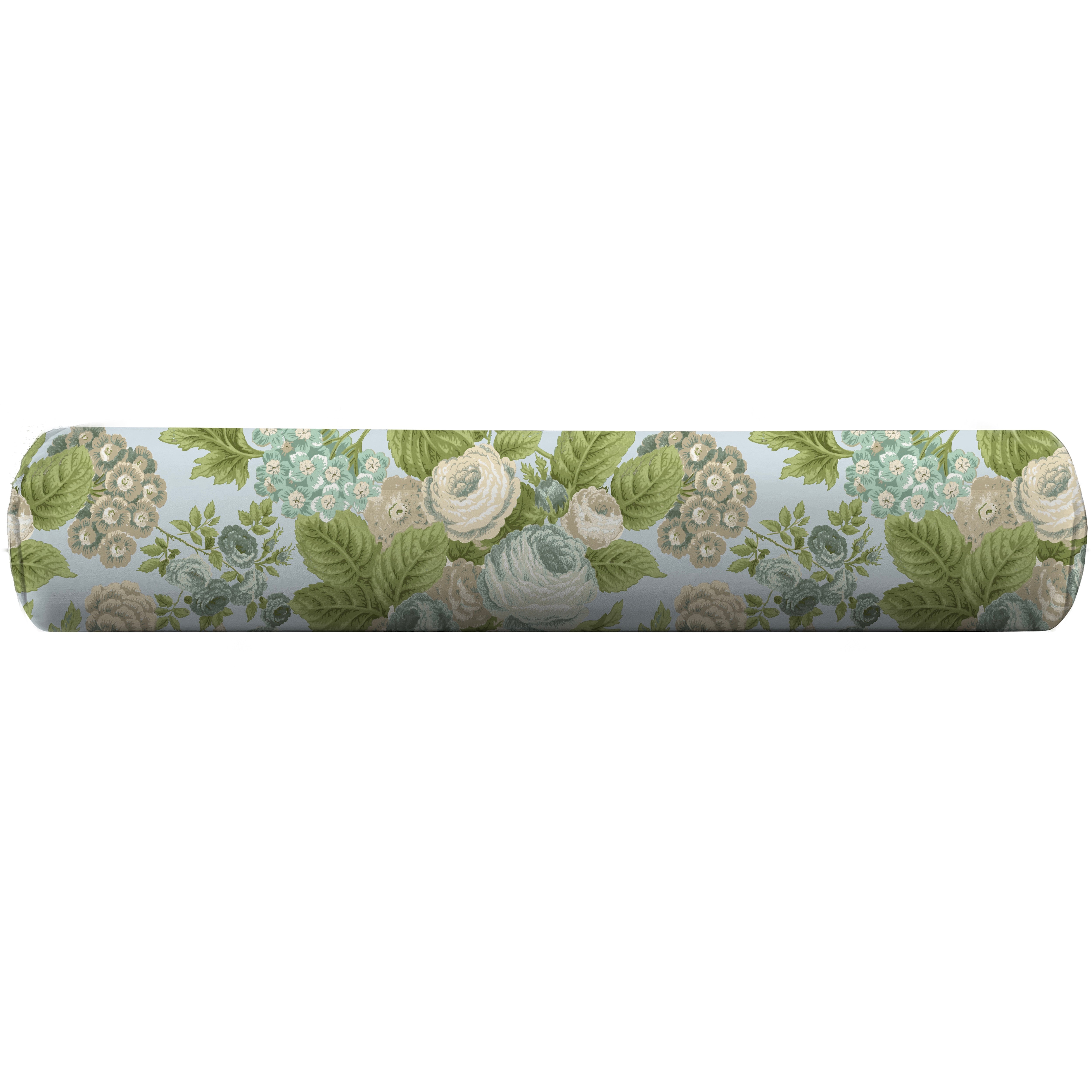 Blue and green floral bolster pillow cover