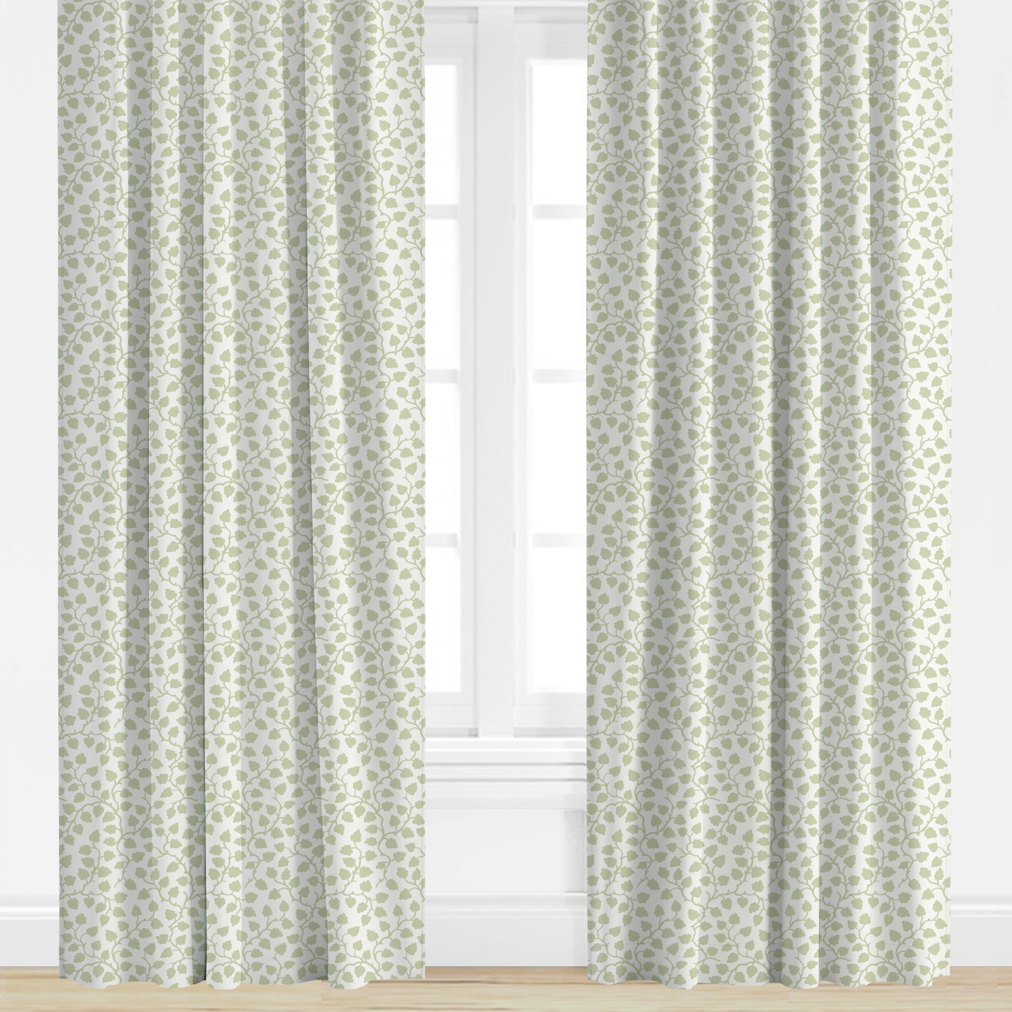 Floral drapes in light green