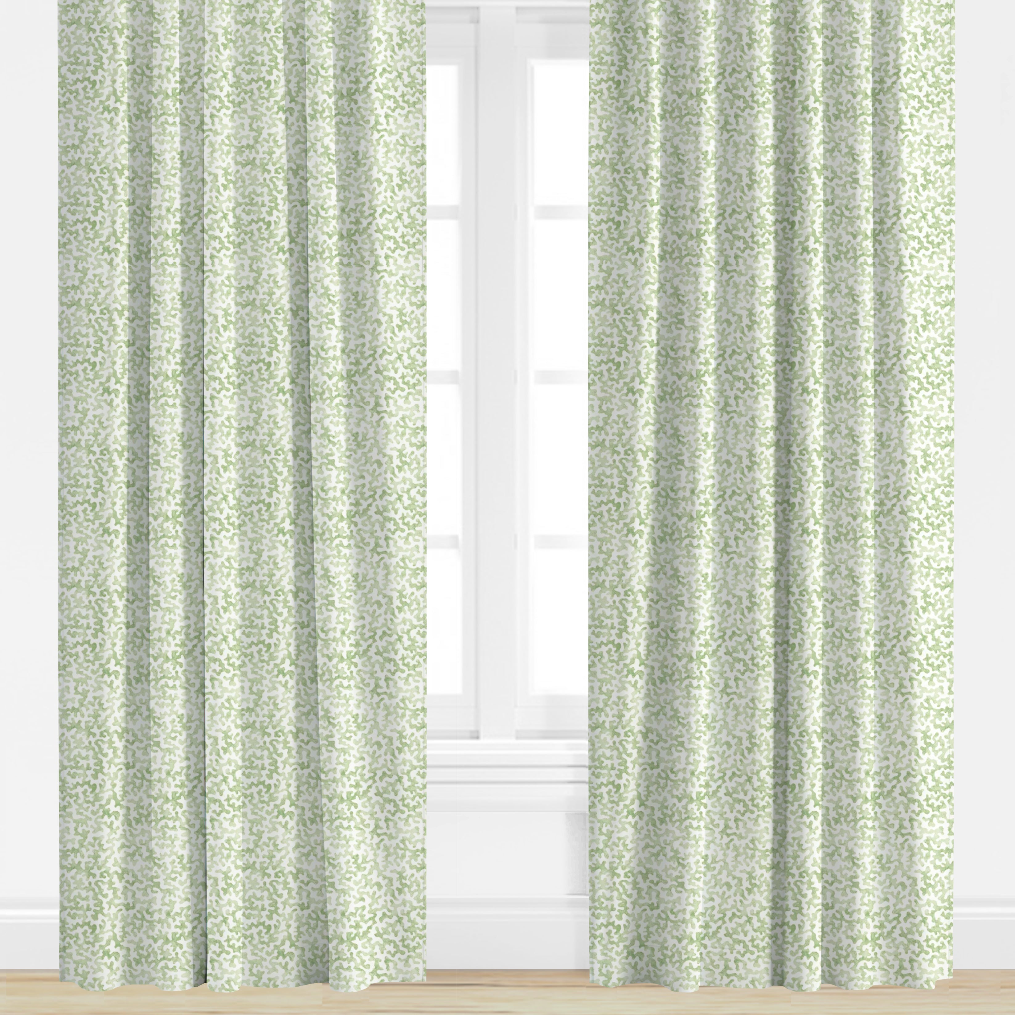 Green Coral Patterned Drapery Panel
