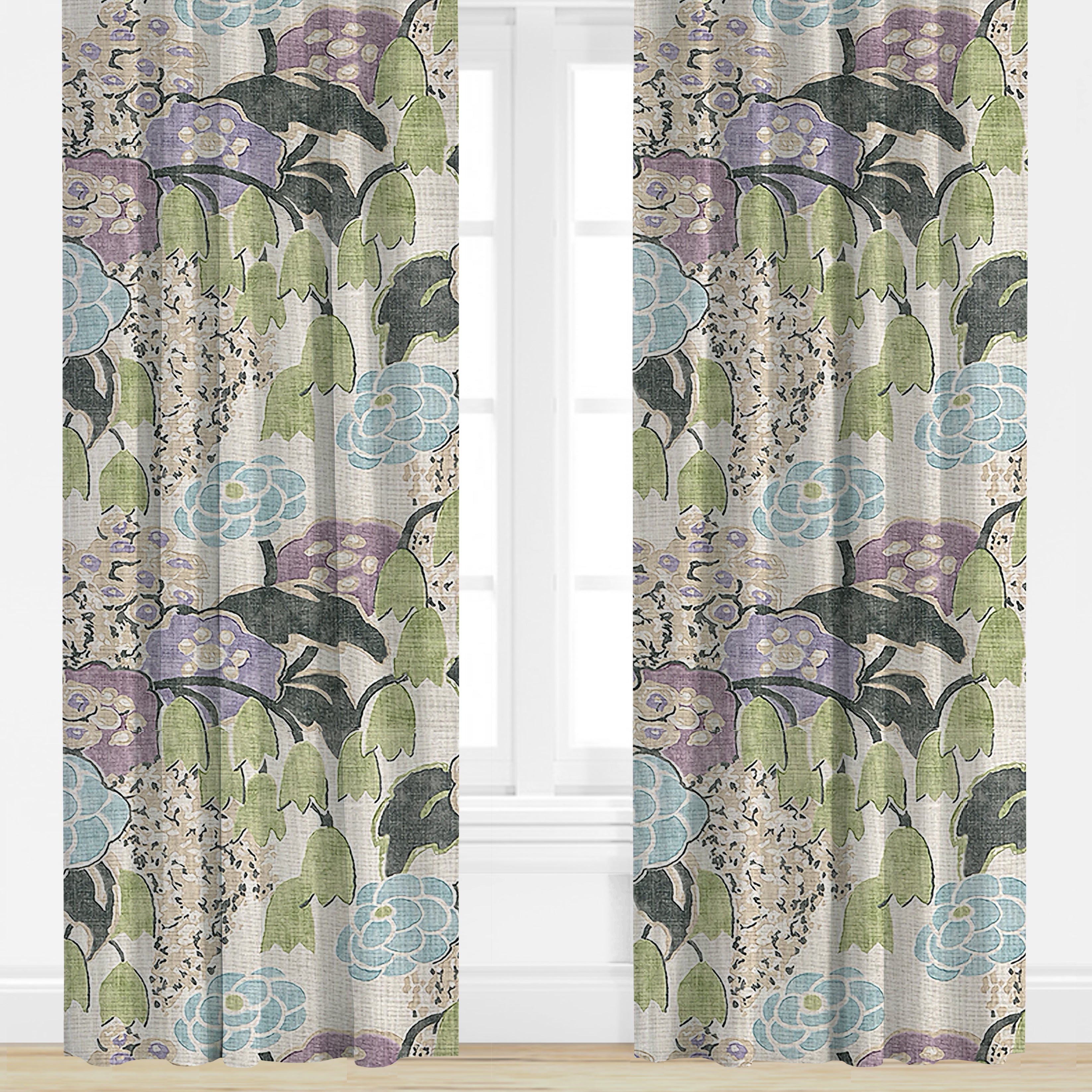 Wheaton Whaley Home Laura in Lavender and Green by Thibaut Drapery