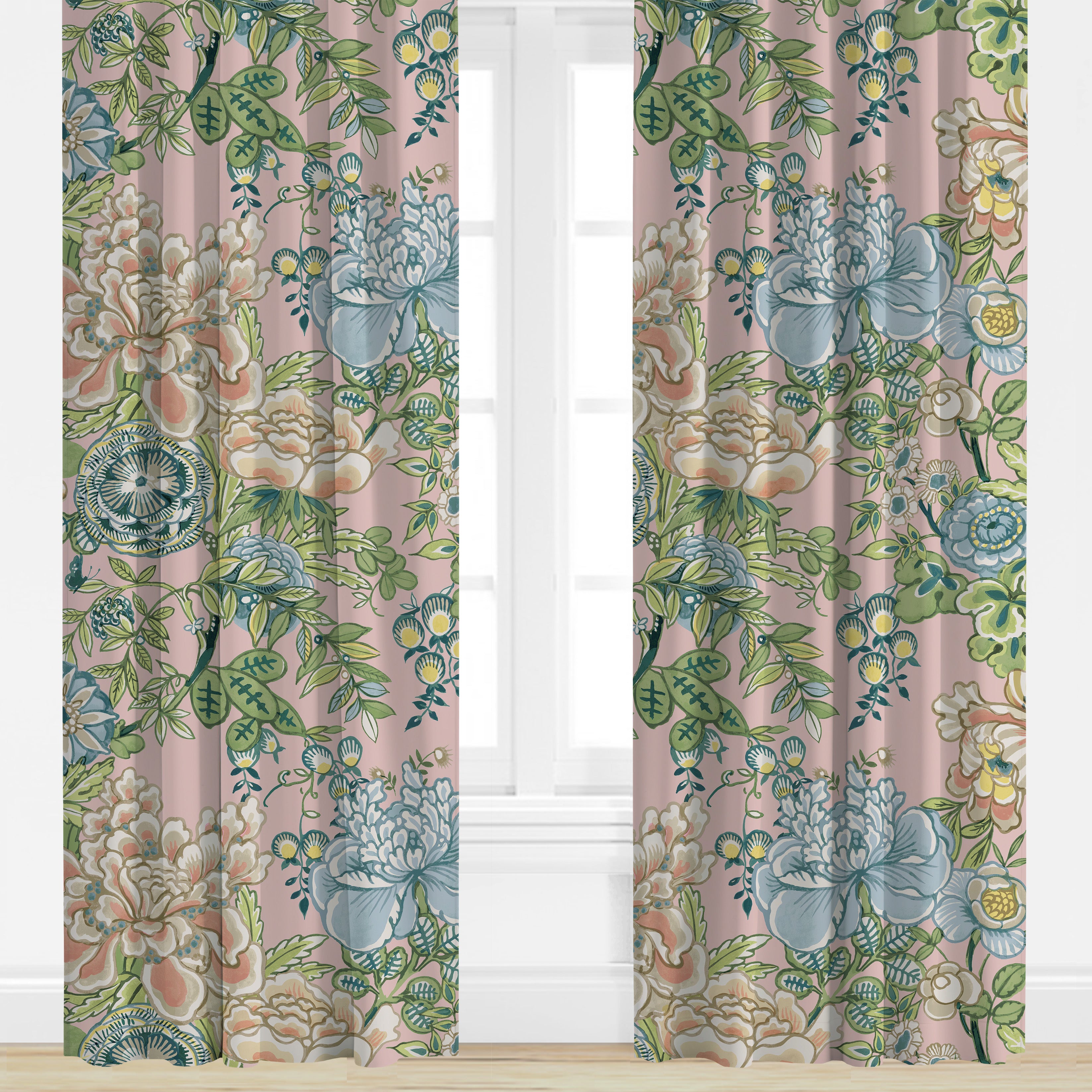 Wheaton Whaley Home Peony Garden in Blush by Thibaut Drapery