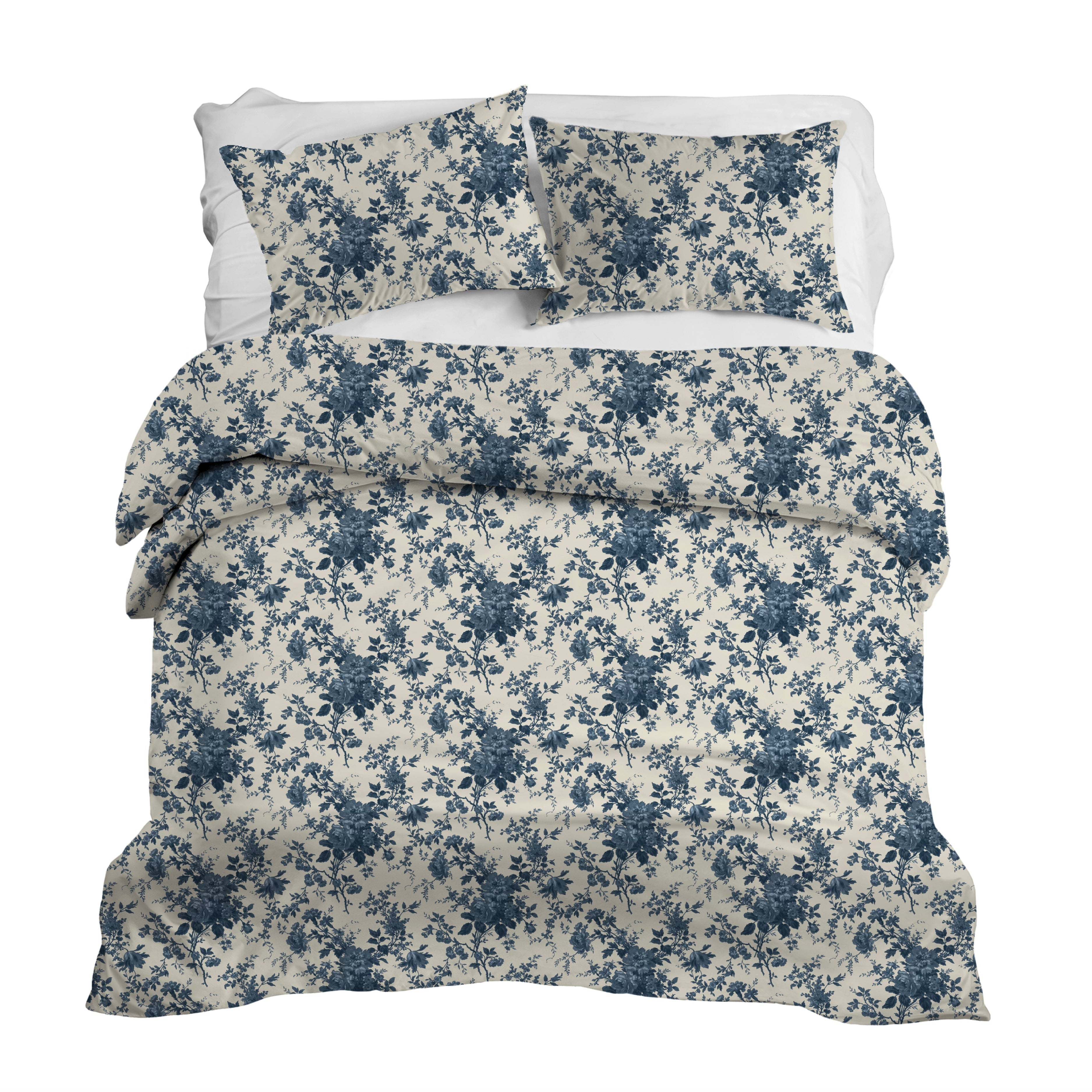 Navy blue floral duvet cover
