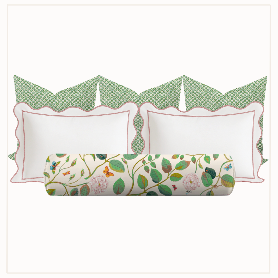 Green and Pink Bedroom pillow set