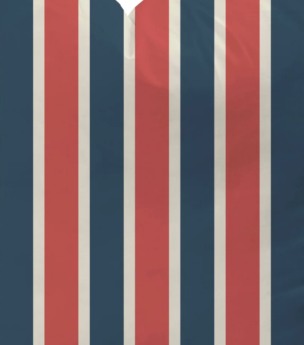 Navy blue and red striped fabric by the yard