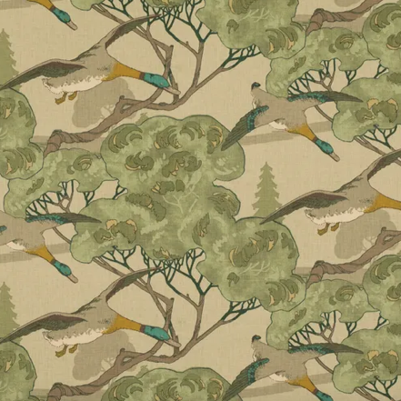 flying ducks patterned bed footer in emerald