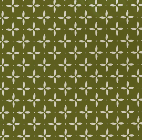 star patterned drapery panel in olive