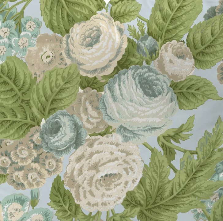 Blue and green floral fabric