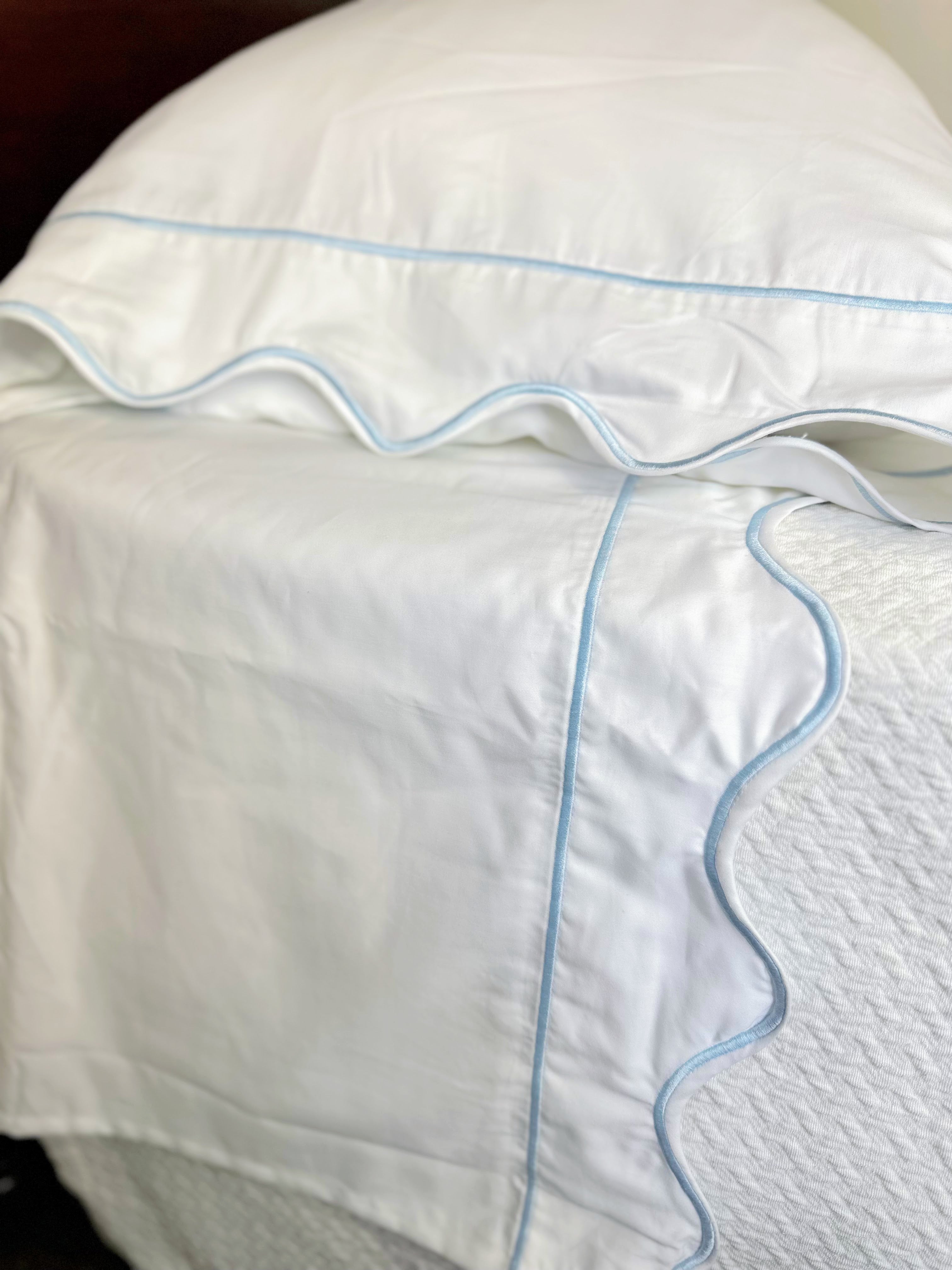 Scallop Edge Flat Sheet, Scallop Edge Bed Linen Collection, Bed Linen  Collections