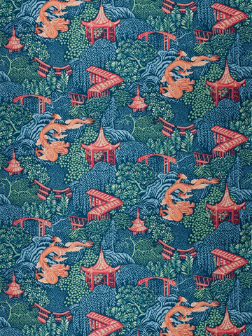 Quick Ship - Trend Dragon & Pagoda in Navy