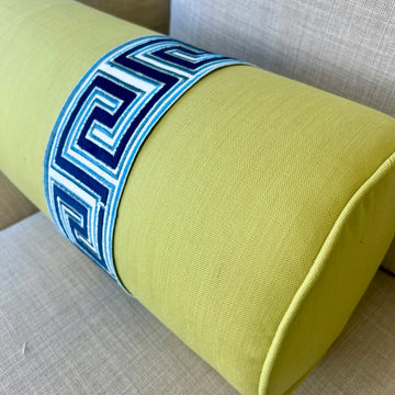 WWH Fave :: Barlow in Chartreuse with Navy Velvet Key Tape Stripes Bolster