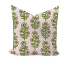 Striped and floral pillow in pink and green