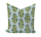 Floral and striped pillow cover in green and blue