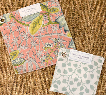 Primary Bedroom Sample Set: Abigail Coral + Audrey Seafoam