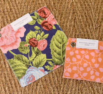 Primary Bedroom Sample Set: Martha in Navy + Audrey Sunset & Tangerine