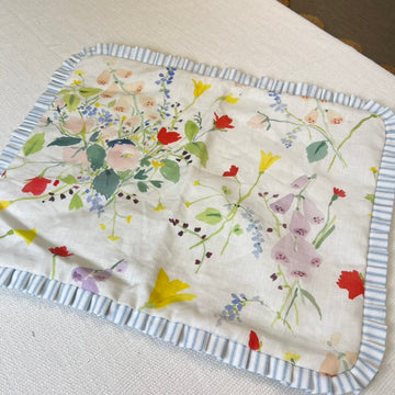 Ready to Ship: Flora lumbar cover w/ ticking ruffle