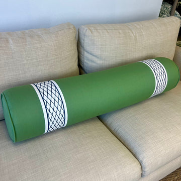 WWH Fave :: Barlow in Green with Navy Diamond Tape Stripes Bolster