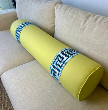 WWH Fave :: Barlow in Chartreuse with Navy Velvet Key Tape Stripes Bolster