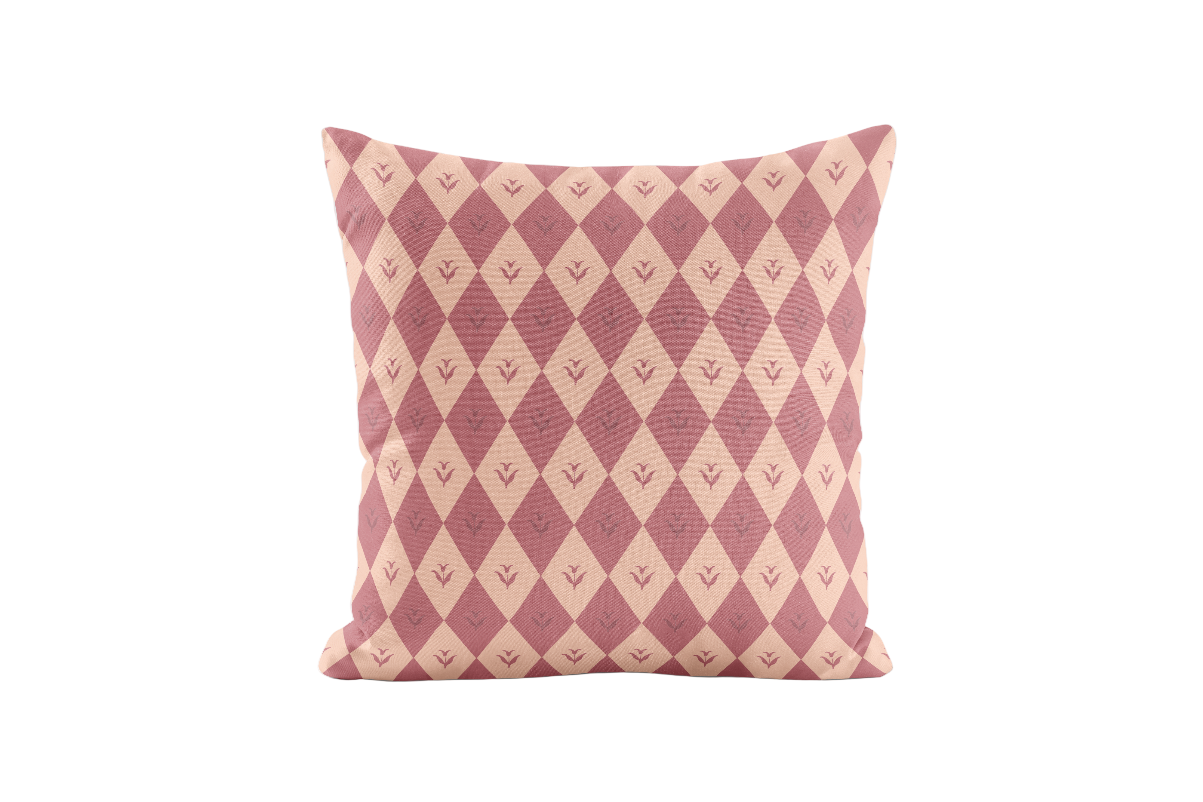 Pink geometric and floral pillow