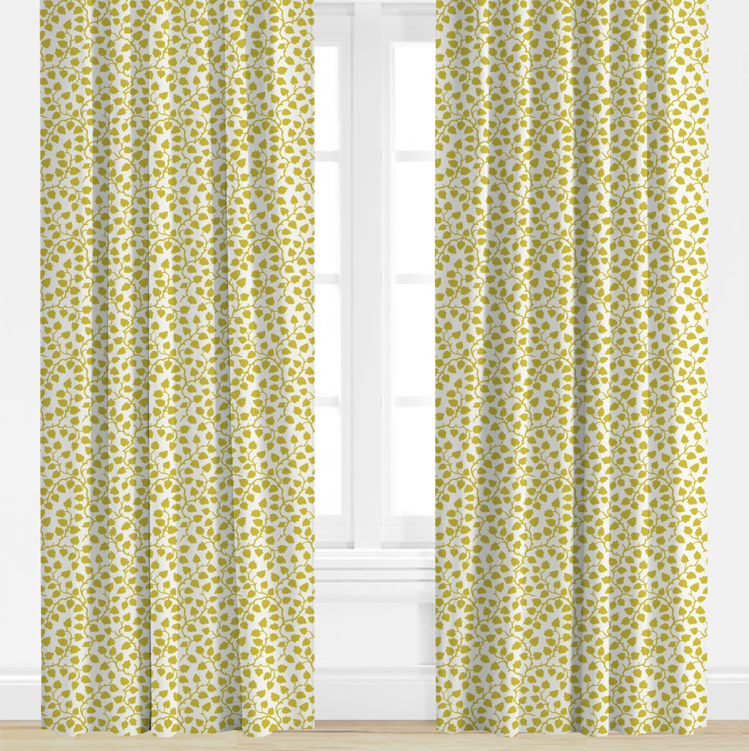 Citrus colored floral patterned drapes